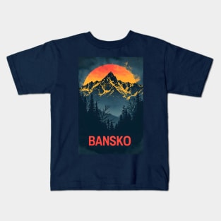 Pirin Peaks & Bansko Bliss: A Mountain Silhouette Kids T-Shirt